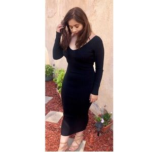 Black long sleeve Fitted Dress
